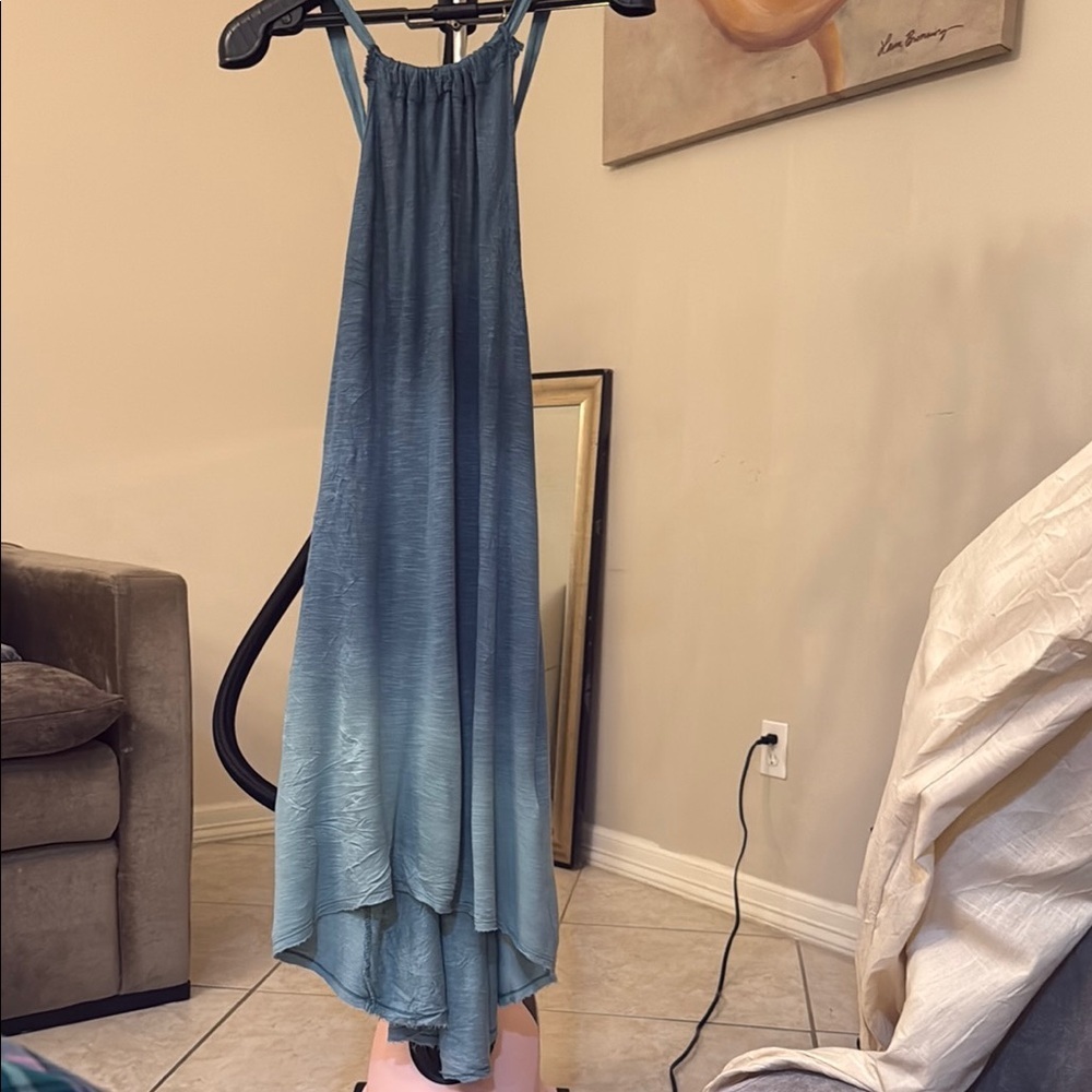 Ecote Light Blue Textured Sleeveless Top